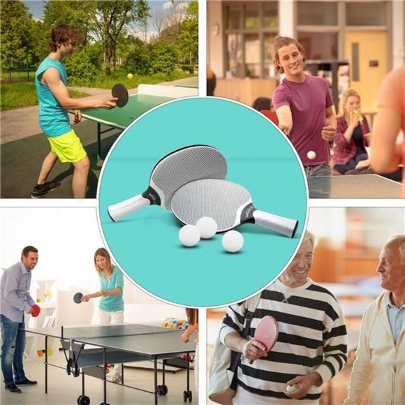 Table Tennis Rackets Set, Professional Table Tennis Racket with 3 Balls - Picture 6 of 6